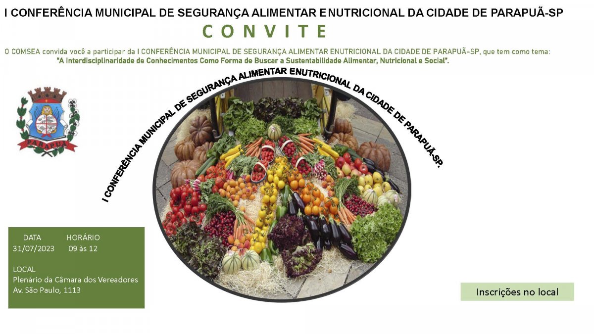 Iª CONFERÊNCIA MUNICIPAL DE SEGURANÇA ALIMENTAR E NUTRICIONAL DA CIDADE DE PARAPUÃ-SP